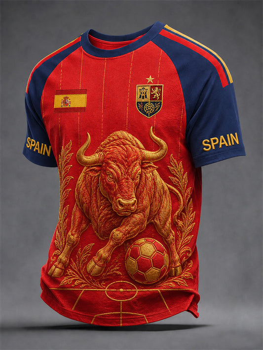 Camiseta casual estampada de regalo para hombres, aficionados al fútbol español