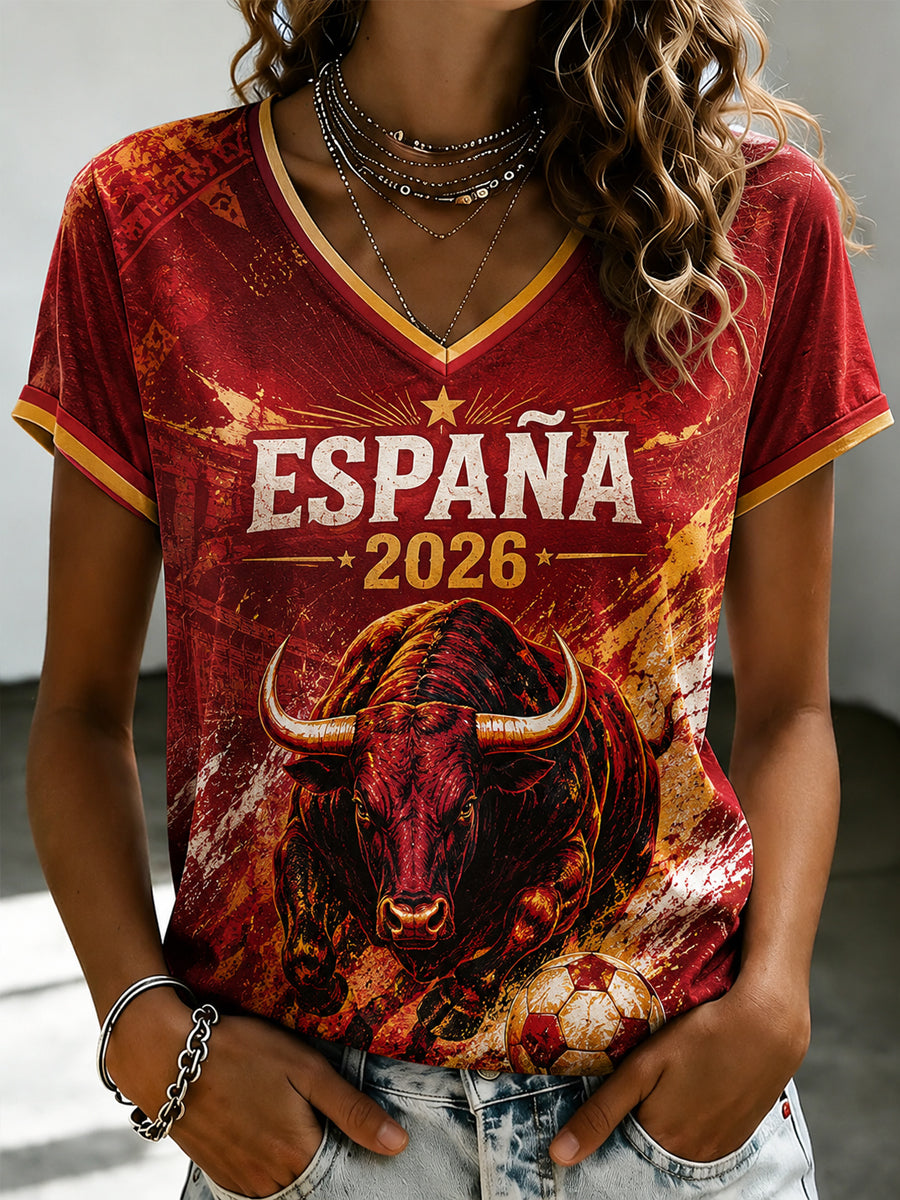 Camiseta estampada de fútbol español para mujer