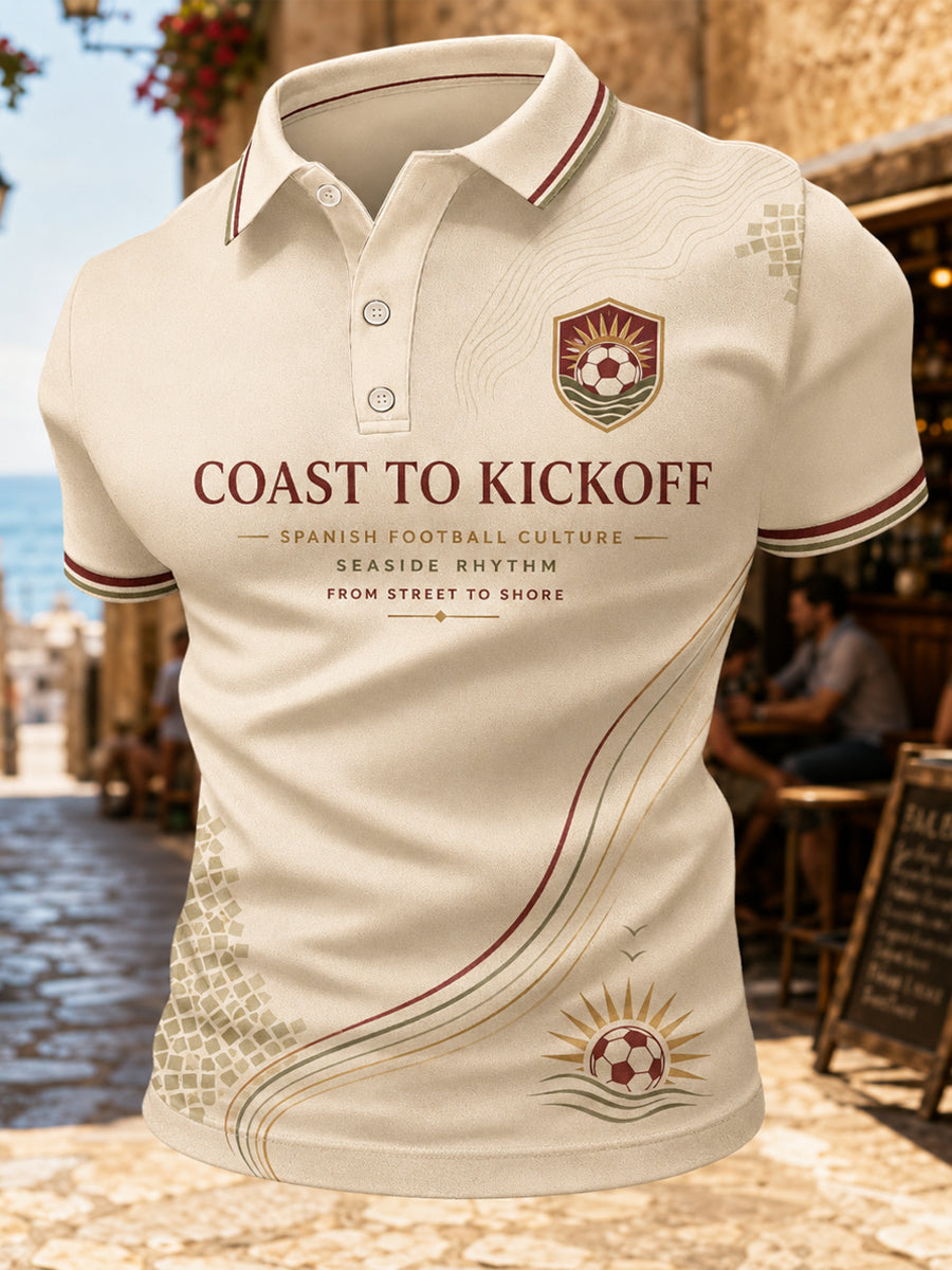 Polo casual con estampado para hombres, regalo para aficionados al fútbol