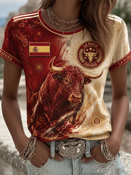 Camiseta de fútbol de España para mujer, de manga corta