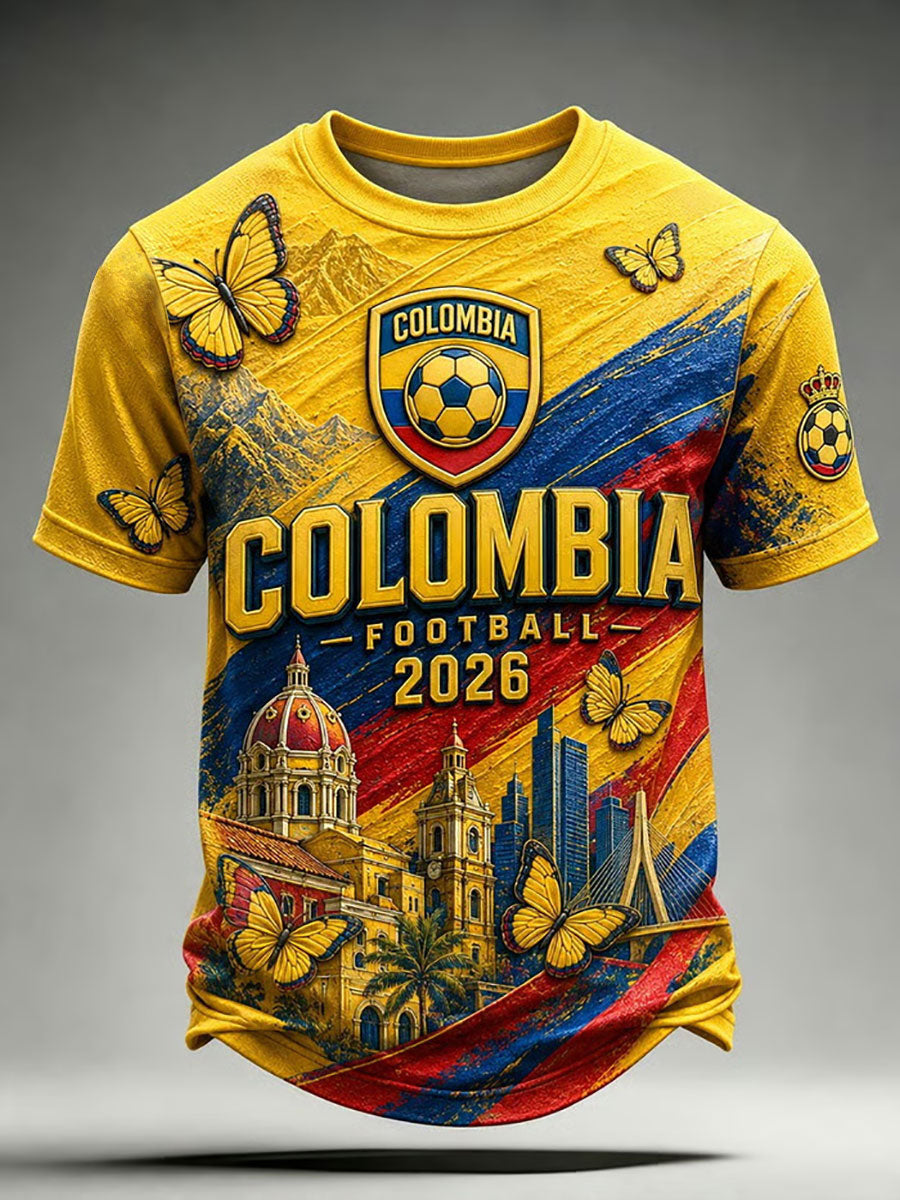 Camiseta unisex de fútbol colombiano 2026 para hombre, de estilo casual, con estampado y manga corta