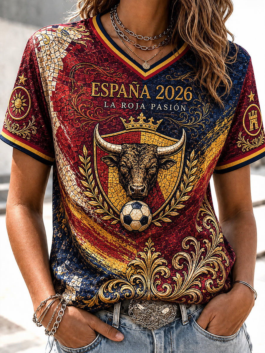 Camiseta de aficionada al fútbol de España 2026 para mujer