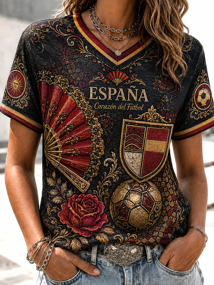 Camiseta de aficionada al fútbol de España 2026 para mujer