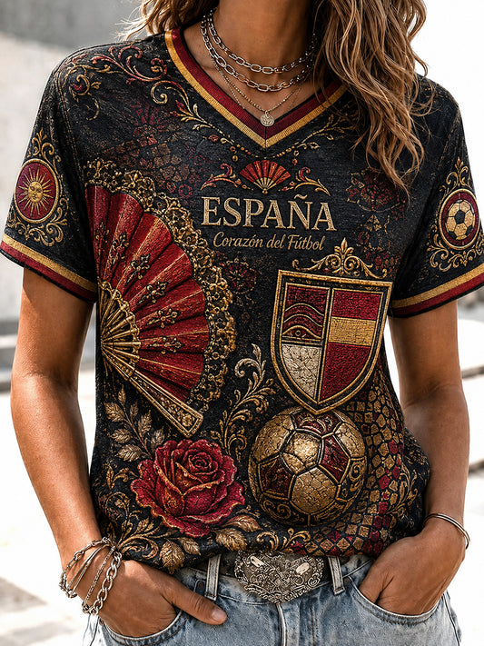 Camiseta de aficionada al fútbol de España 2026 para mujer