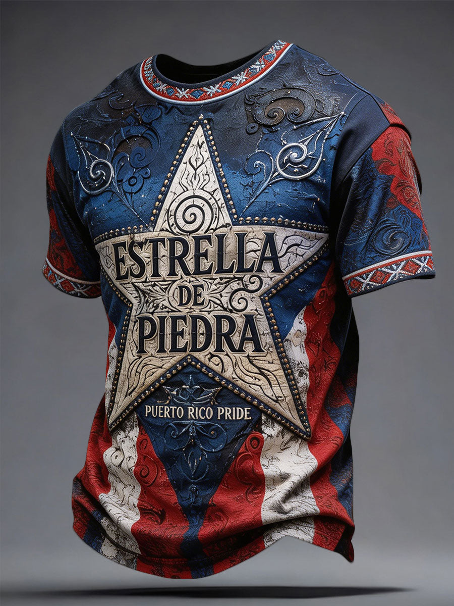 Camiseta con estampado de arte de Puerto Rico Pride para hombre
