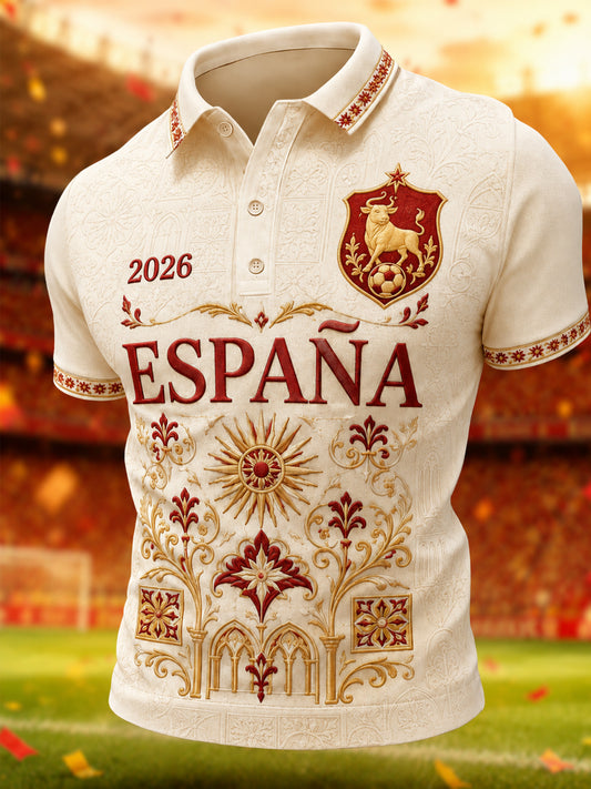 Polo casual estampado para hombres, regalo ideal para aficionados al fútbol