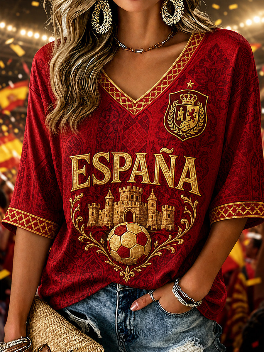 Mujer regalo para los aficionados al fútbol imprimir casual media manga camiseta