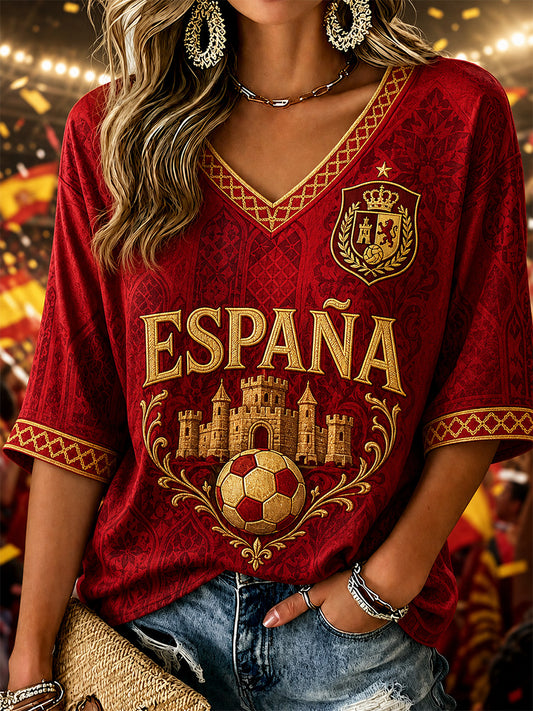 Mujer regalo para los aficionados al fútbol imprimir casual media manga camiseta