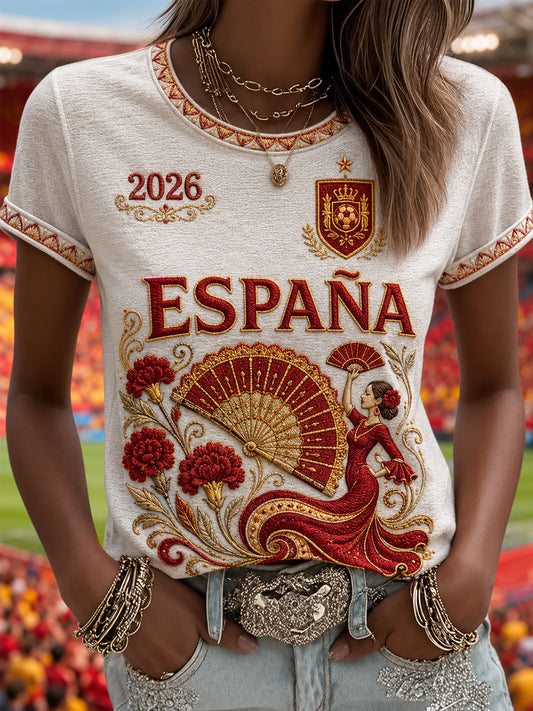 Camiseta informal estampada para mujeres, regalo ideal para aficionadas al fútbol