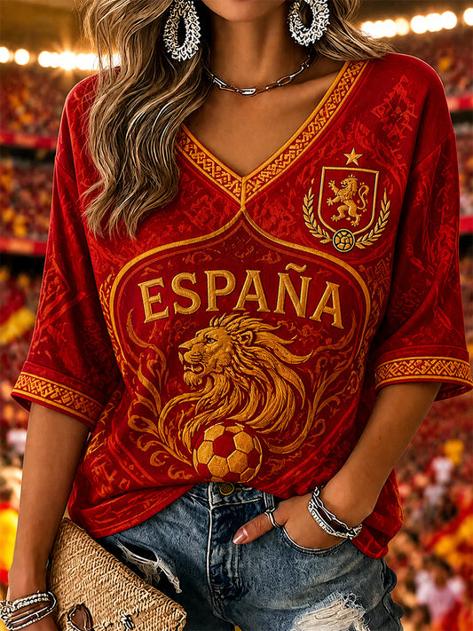 Camiseta casual de media manga con estampado, regalo para mujeres aficionadas al fútbol