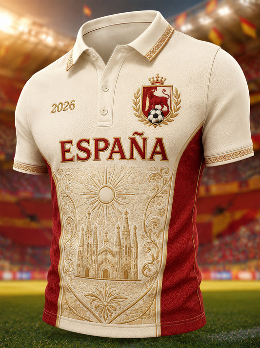 Polo casual estampado para hombres, regalo ideal para aficionados al fútbol