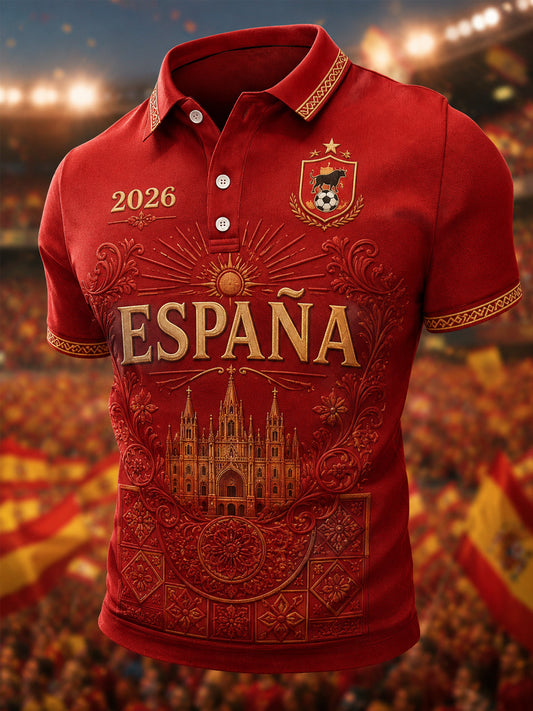 Polo casual estampado para hombres, regalo ideal para aficionados al fútbol