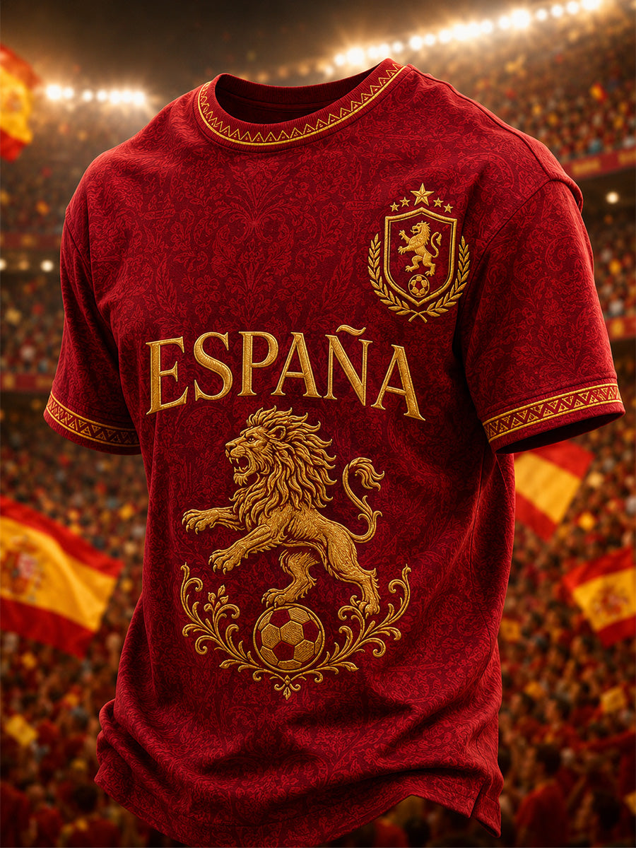 Camiseta casual estampada para hombres, ideal como regalo para aficionados al fútbol