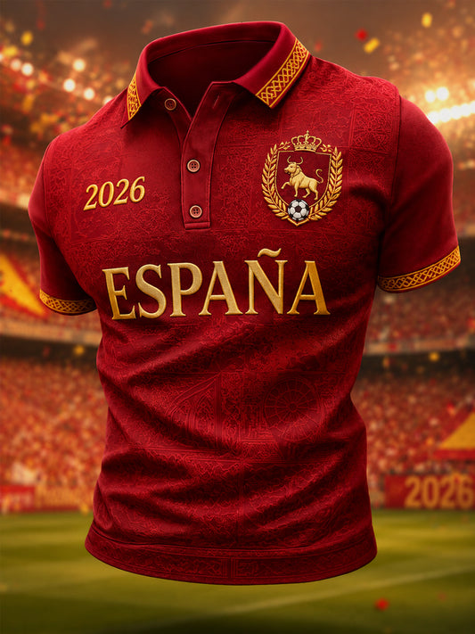 Polo casual estampado para hombres, regalo ideal para aficionados al fútbol