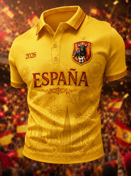 Polo casual estampado para hombres, regalo ideal para aficionados al fútbol