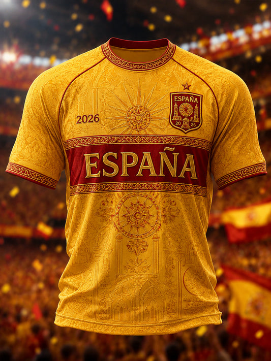 Camiseta casual estampada para hombres, ideal como regalo para aficionados al fútbol