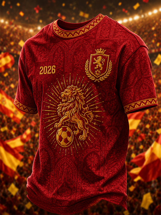 Camiseta casual estampada para hombres, ideal como regalo para aficionados al fútbol