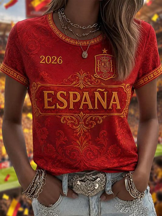 Camiseta informal estampada para mujeres, regalo ideal para aficionadas al fútbol