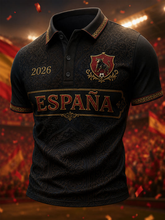 Polo casual estampado para hombres, regalo ideal para aficionados al fútbol