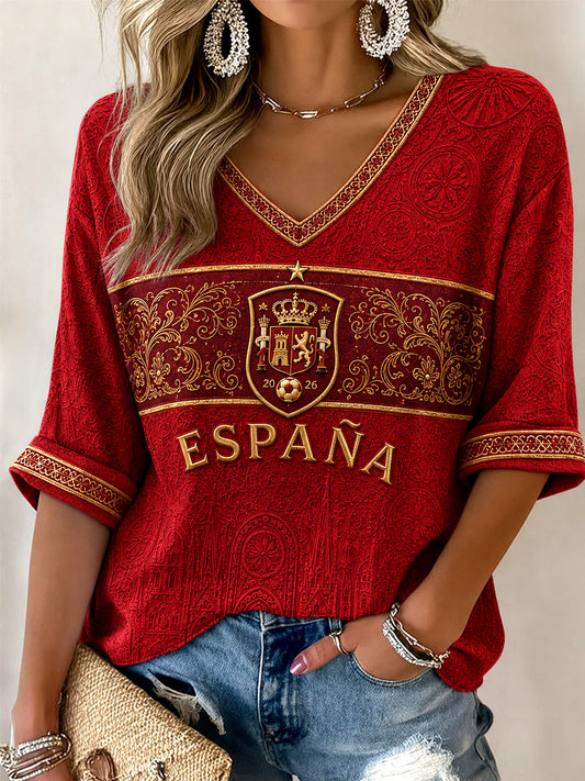 Regalo de las mujeres para los aficionados al fútbol imprimir casual media manga Waffle camiseta
