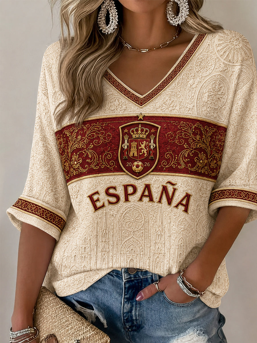 Regalo de las mujeres para los aficionados al fútbol imprimir casual media manga Waffle camiseta