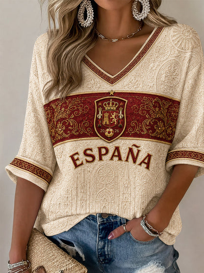 Regalo de las mujeres para los aficionados al fútbol imprimir casual media manga Waffle camiseta
