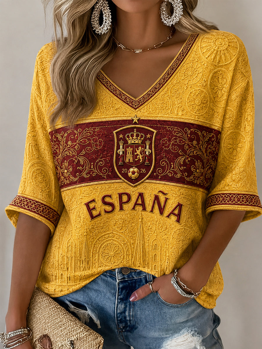 Regalo de las mujeres para los aficionados al fútbol imprimir casual media manga Waffle camiseta