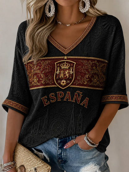 Regalo de las mujeres para los aficionados al fútbol imprimir casual media manga Waffle camiseta