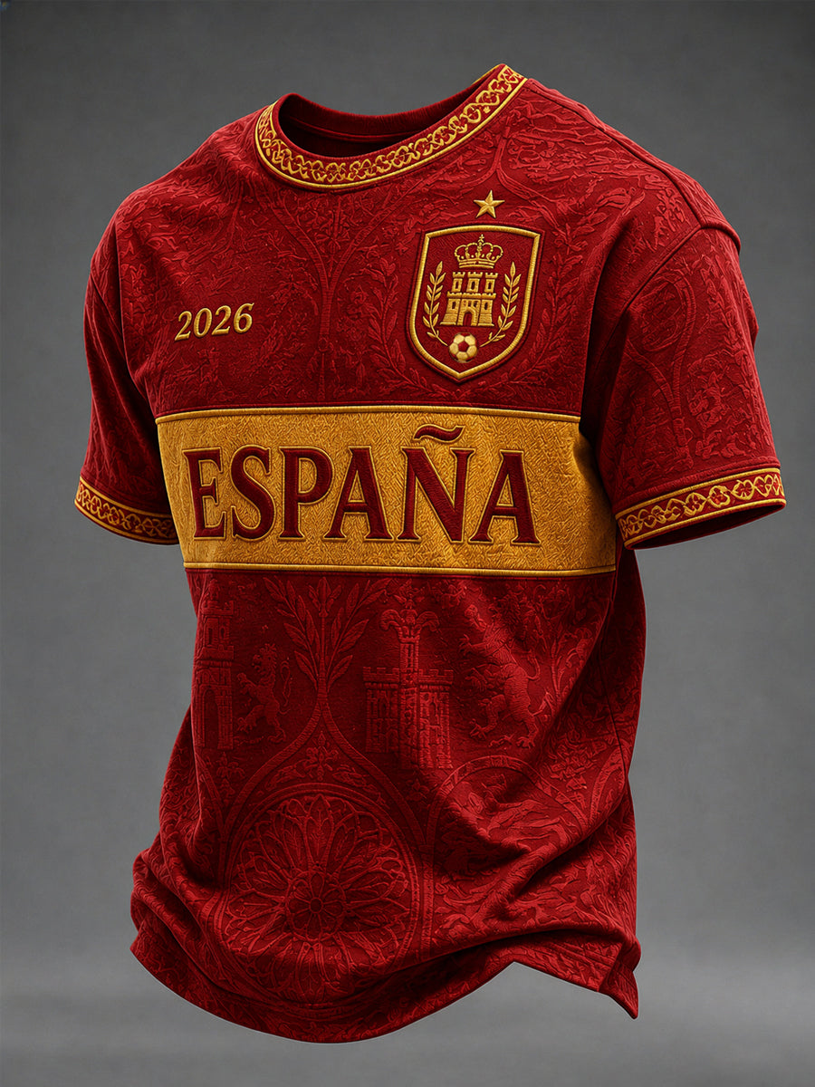 Camiseta casual estampada para hombres, ideal como regalo para aficionados al fútbol