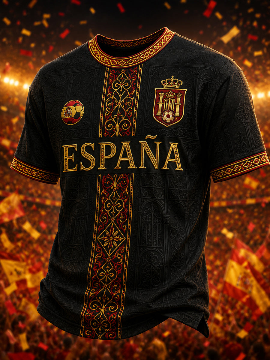 Regalo para hombres, camiseta informal de manga corta con cuello redondo y estampado para aficionados al fútbol