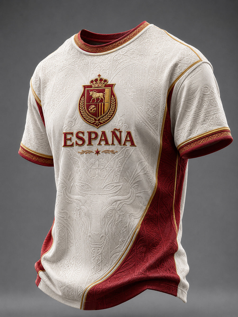 Camiseta estampada de fútbol español para hombre