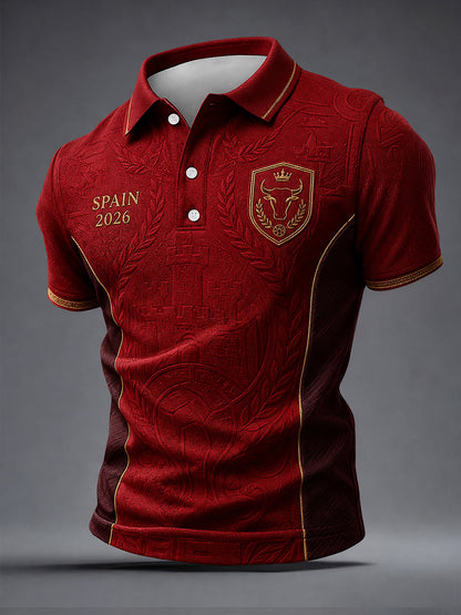 Camisa estampada para aficionados al fútbol español masculina
