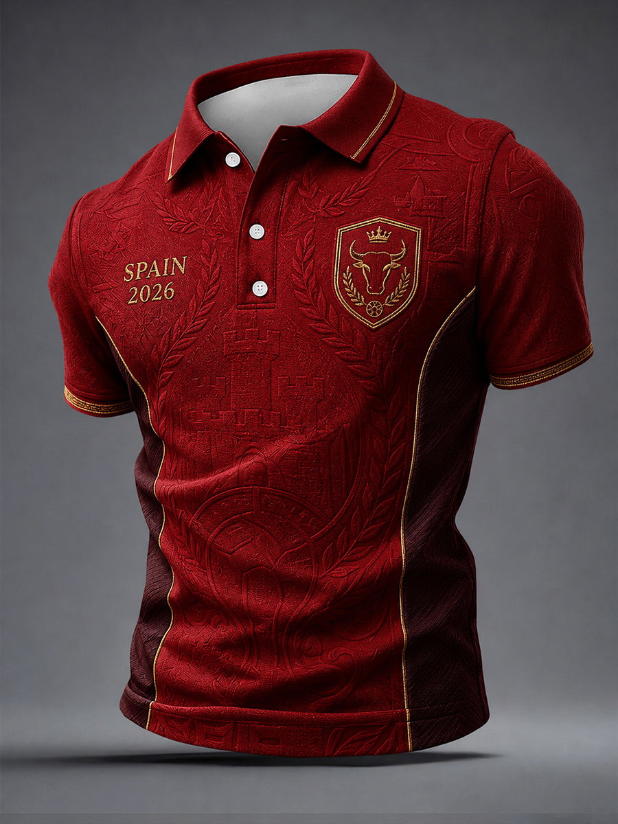 Camisa estampada para aficionados al fútbol español masculina