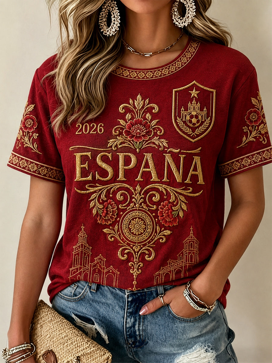 Camiseta informal estampada para mujeres, regalo ideal para aficionadas al fútbol