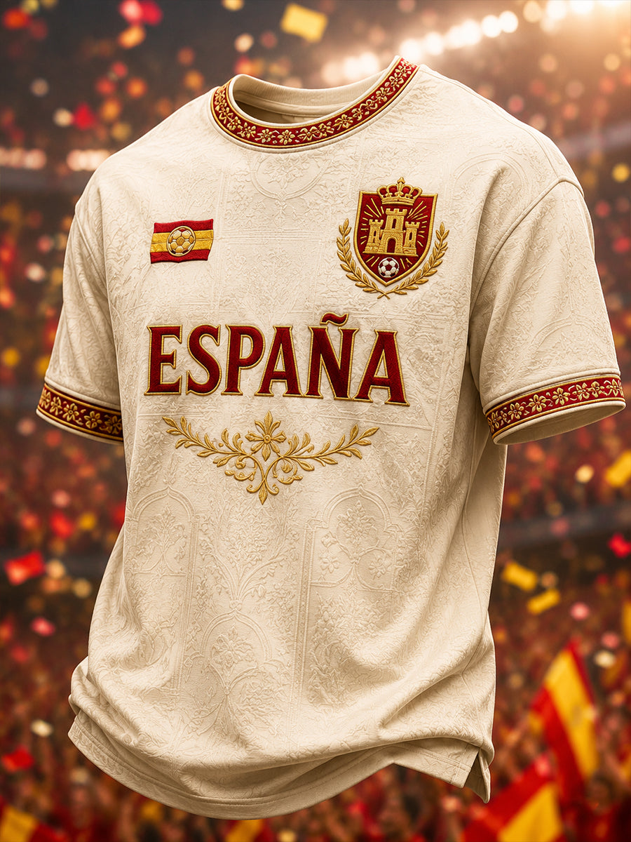 Regalo para hombres, camiseta informal de manga corta con cuello redondo y estampado para aficionados al fútbol