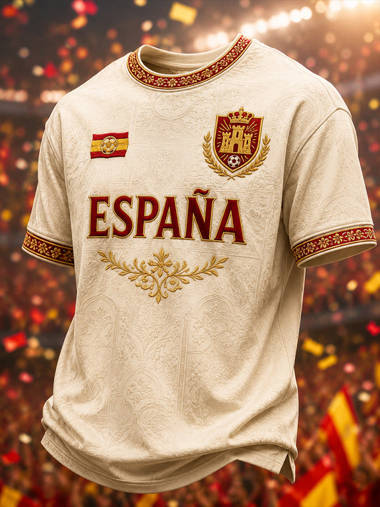 Regalo para hombres, camiseta informal de manga corta con cuello redondo y estampado para aficionados al fútbol