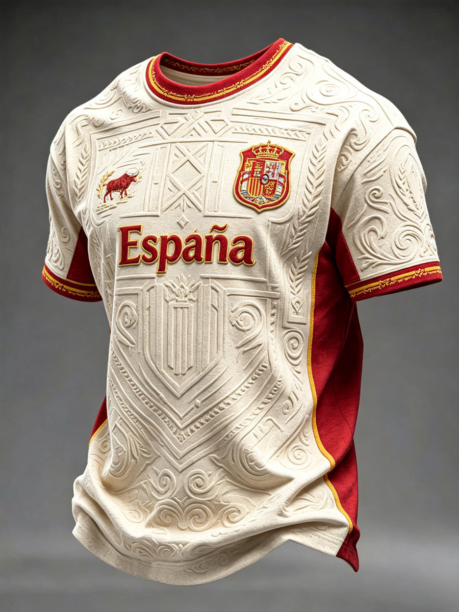 Camiseta estampada de fútbol español para hombre
