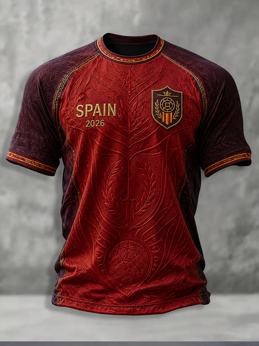 Camiseta con estampado de aficionados españoles al fútbol para hombre