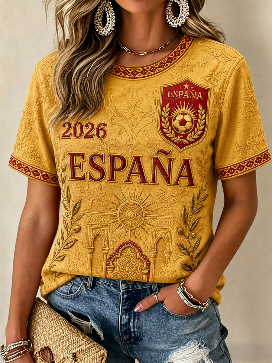 Camiseta informal estampada para mujeres, regalo ideal para aficionadas al fútbol