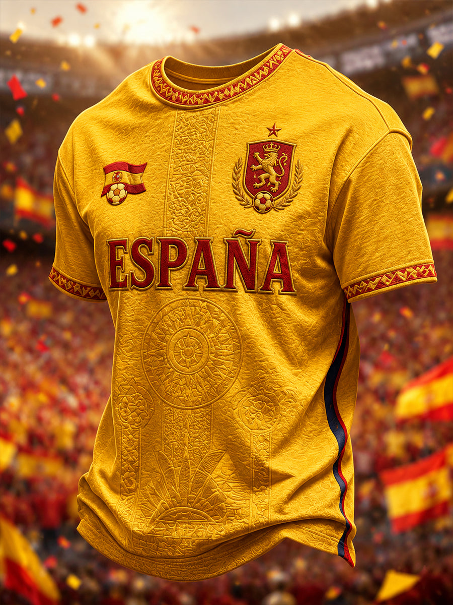 Regalo para hombres, camiseta informal de manga corta con cuello redondo y estampado para aficionados al fútbol