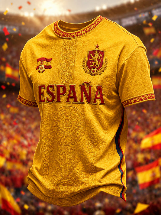 Regalo para hombres, camiseta informal de manga corta con cuello redondo y estampado para aficionados al fútbol