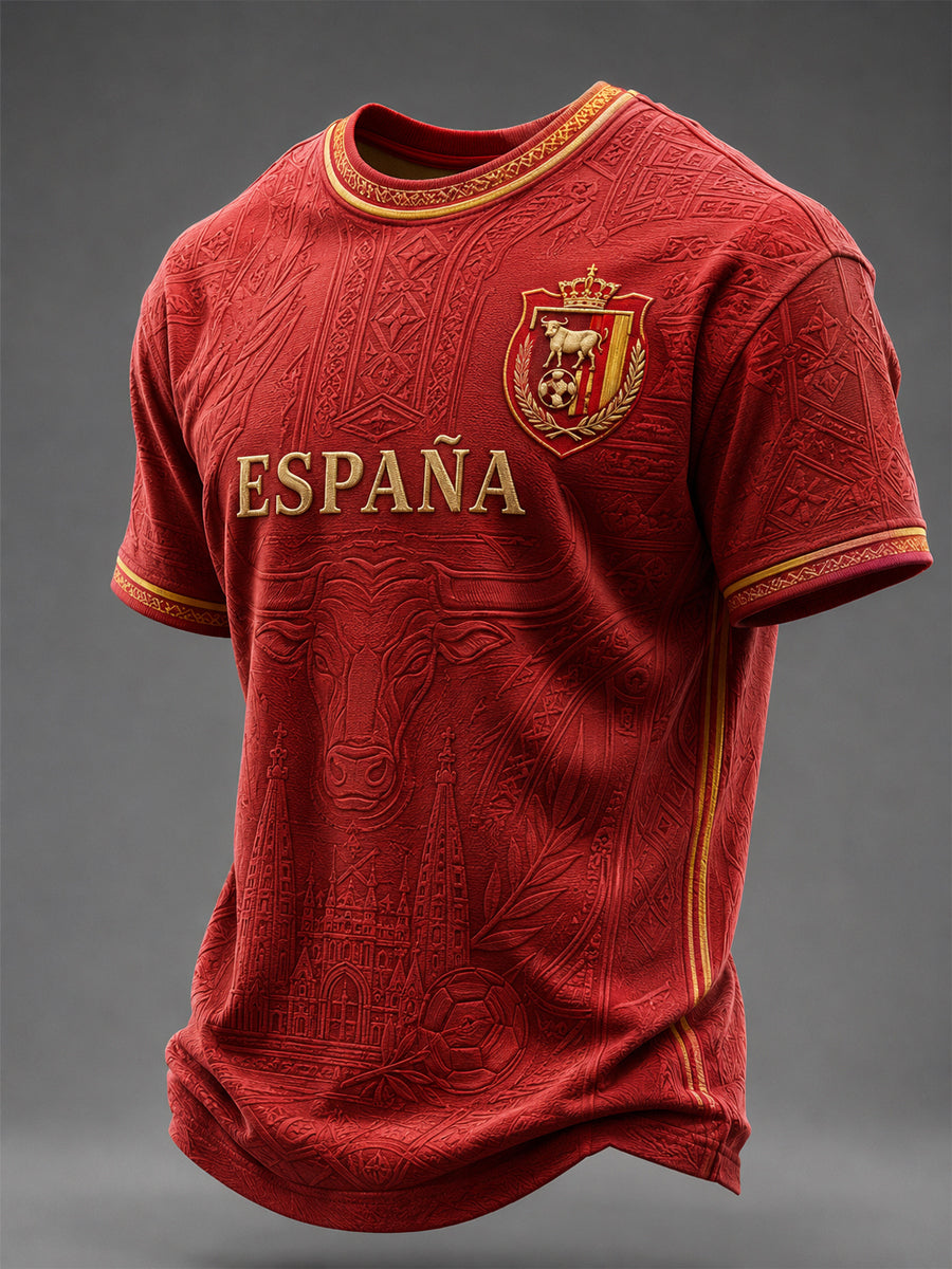 Camiseta estampada de fútbol español para hombre