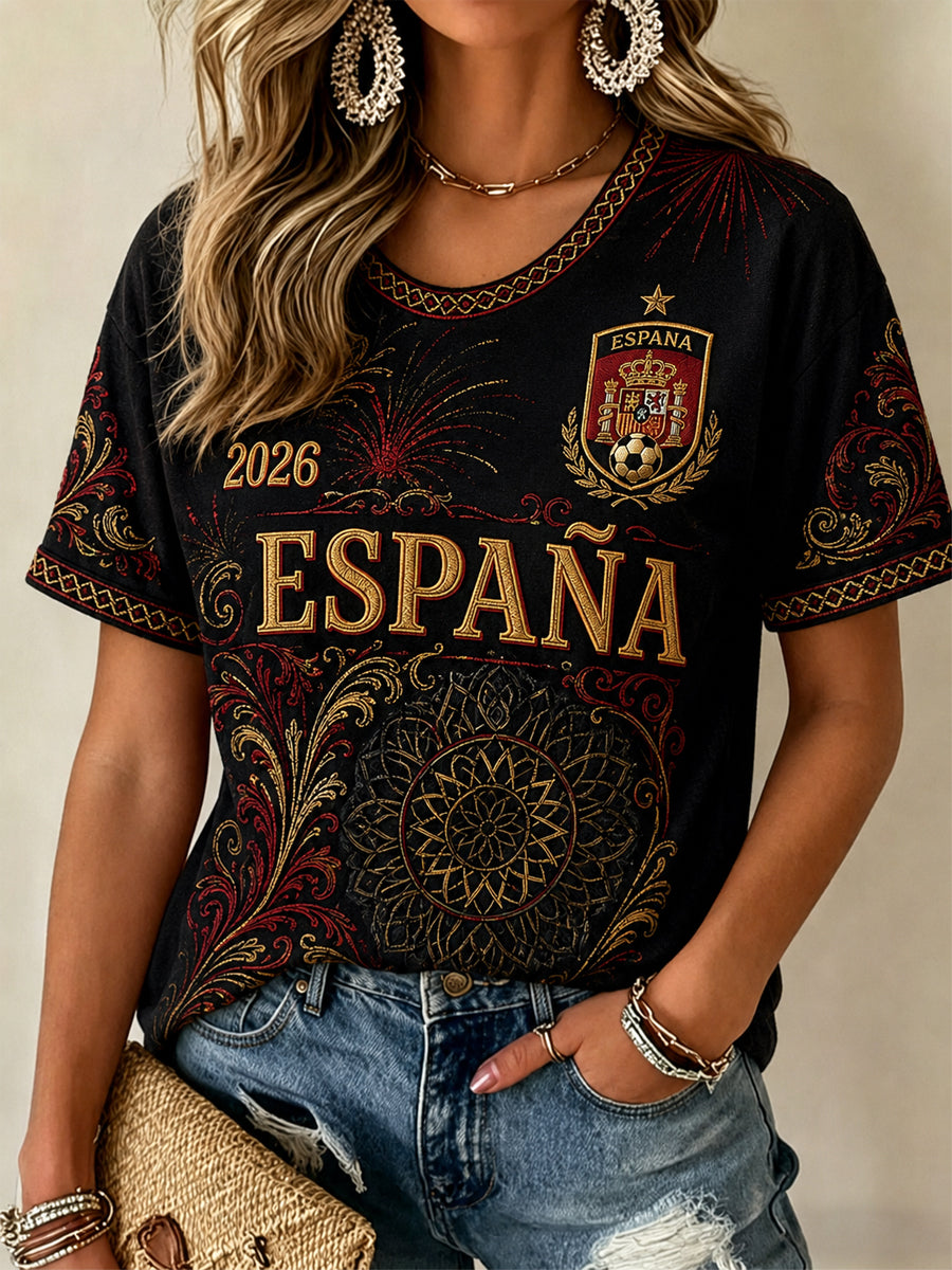 Camiseta informal estampada para mujeres, regalo ideal para aficionadas al fútbol