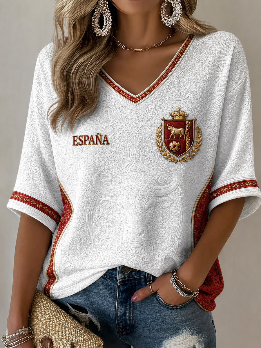 Camiseta informal con estampado de fútbol femenino en español