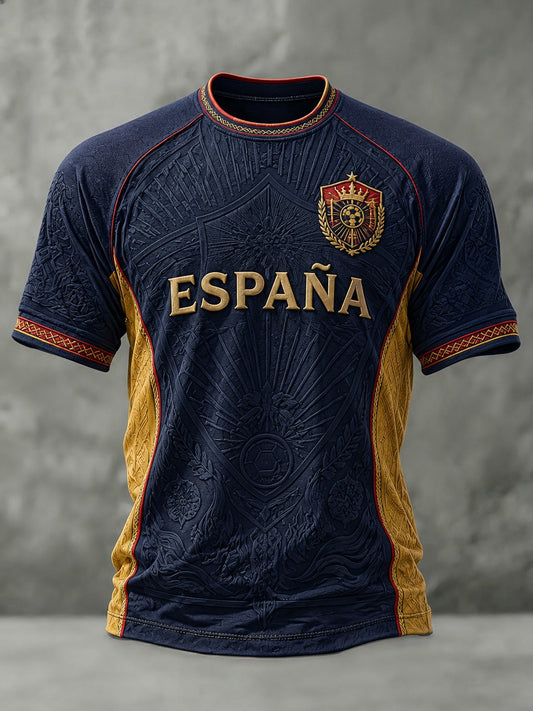 Camiseta estampada de fútbol español para hombre