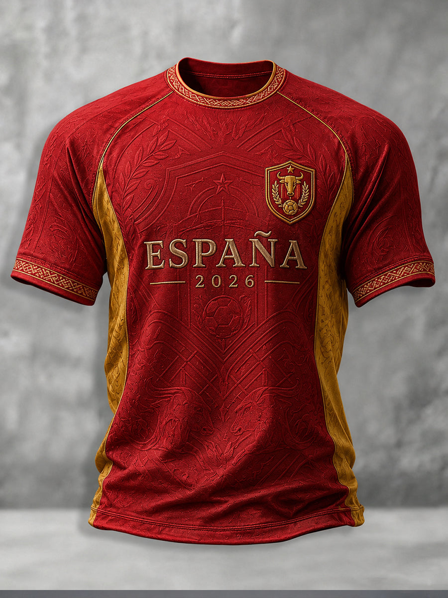 Camiseta estampada para aficionados al fútbol español de hombre