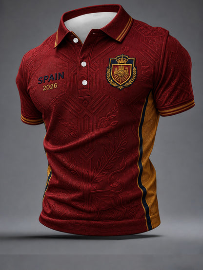 Camisa estampada para aficionados al fútbol español masculina