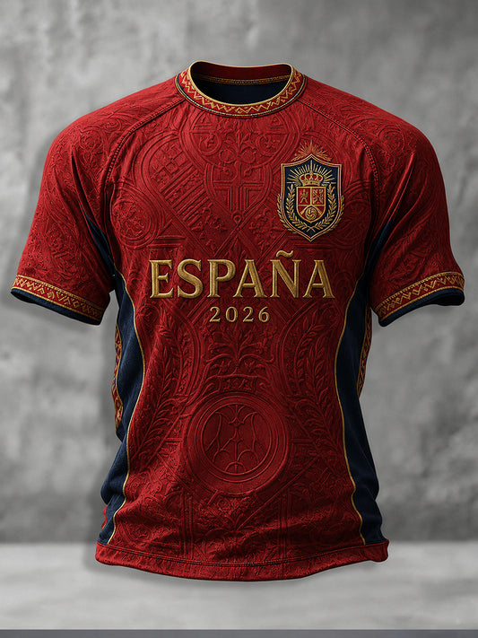 Camiseta estampada para aficionados al fútbol español de hombre