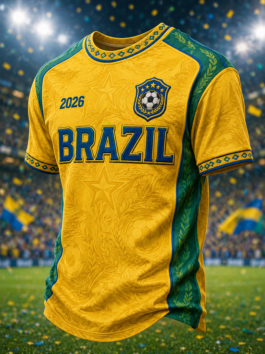 Camiseta de manga corta para hombre Brazil Football Fan Gift