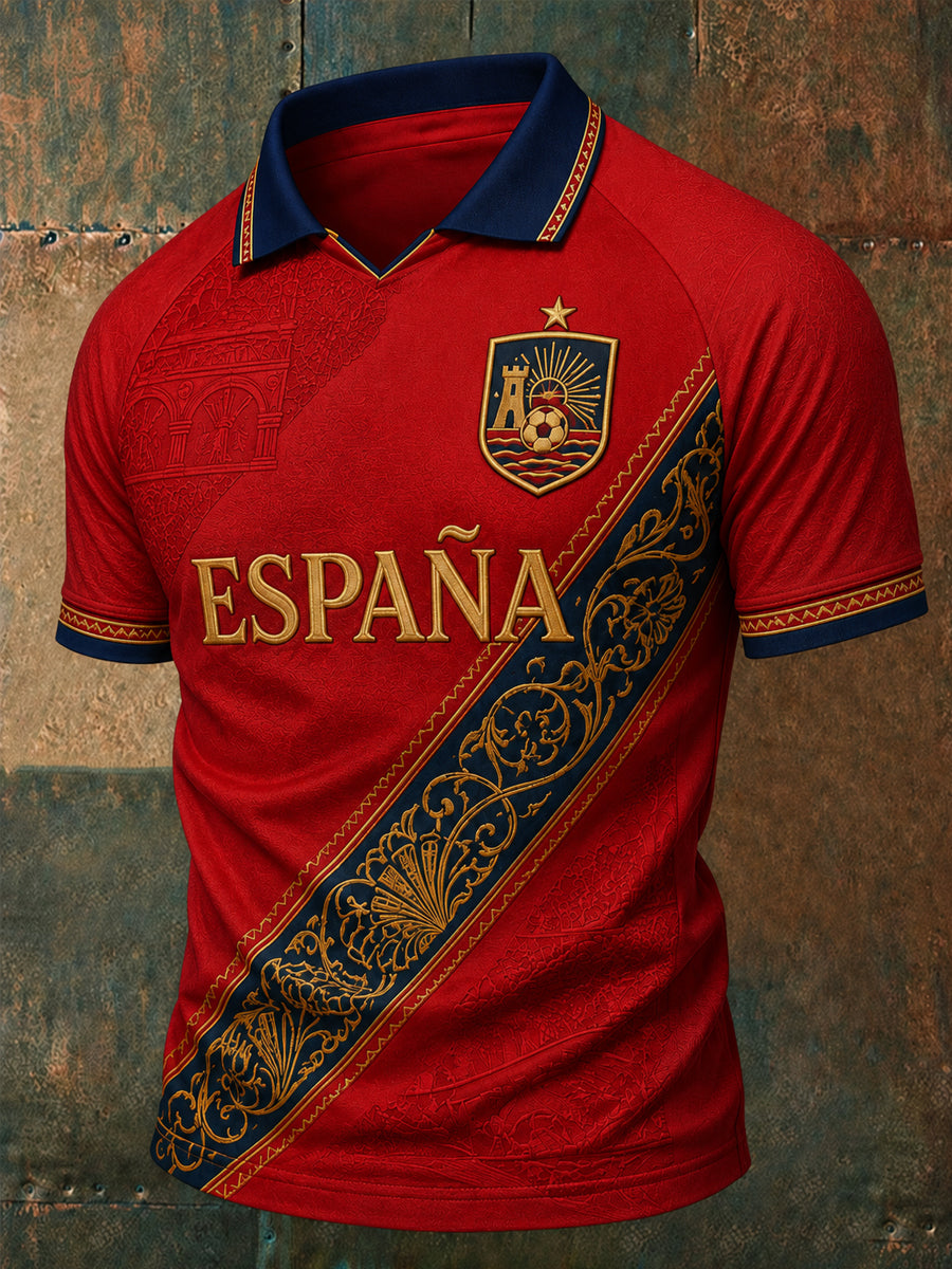 Polo casual estampado para hombres, regalo ideal para aficionados al fútbol